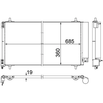 Afbeelding van MAHLE ORIGINAL AC 592 000S Condensor Airco Met afdichtring, droger 14 11,0 679 CITROËN: C5 3, III Estate, II PEUGEOT: 407 SW