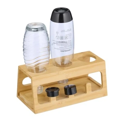 Afbeelding van droogrek flessen 3 houders geschikt voor sodastream bamboe