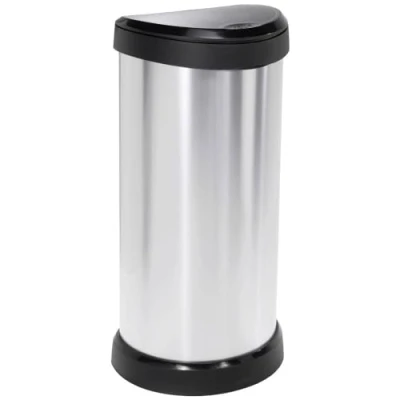 Afbeelding van Curver DECO Bin 240641 Afvalbak 40 l (b x h d) 335 685 285 mm Zilver, Zwart 1 stuk(s)