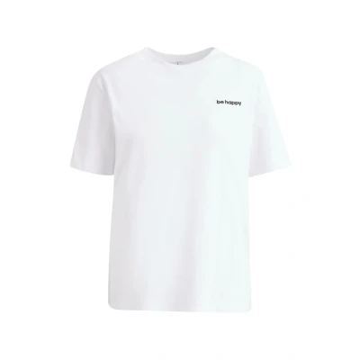 Afbeelding van Mister Tee BE Happy Wording Tshirt basic, Heren, Maat: XS, White