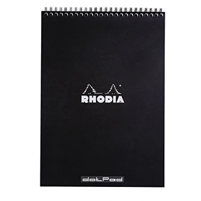 Image de RHODIA 185039C Notepad Bloc Notes à Spirale (Reliure Intégrale) Noir A4 21 x 29,7 cm Pointillés Dot 80 F Détachables Papier Clairefontaine g/m² Couverture en Carte Enduite