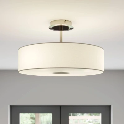 Afbeelding van Lindby plafondlamp 3lichts Stof, glas, metaal H: 28 cm E27 wit, mat nikkel, chroom