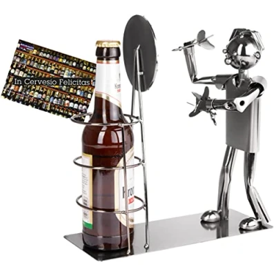 Afbeelding van BRUBAKER Bierfleshouder Metalen dartfleshouder Biercadeau voor dartspelers en dartfans met wenskaart
