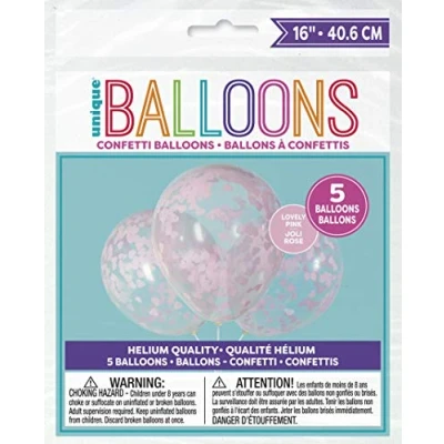 Afbeelding van 5 stuks transparante latexballonnen met prachtige roze hartconfetti (40 cm) schitterende feestdecoraties voor romantiek, liefdesfeest, verjaardagen en meer