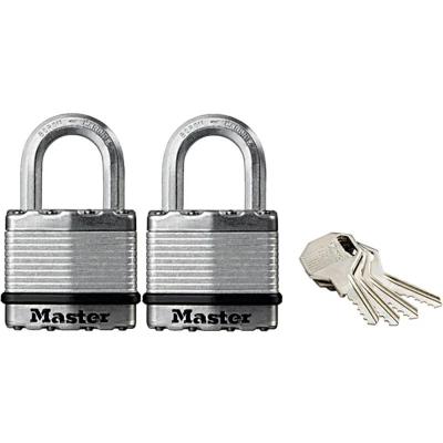 Afbeelding van Masterlock Hangslot Sleutelslot Gelamineerd Staal 2 Stuks M1EURT