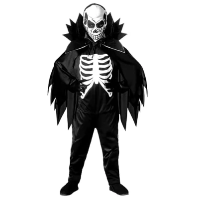 Afbeelding van Widmann Spook &amp; Skelet Kostuum Scary Skeleton Sir Jongen Zwart, Wit / Beige Maat 116 Halloween Verkleedkleding