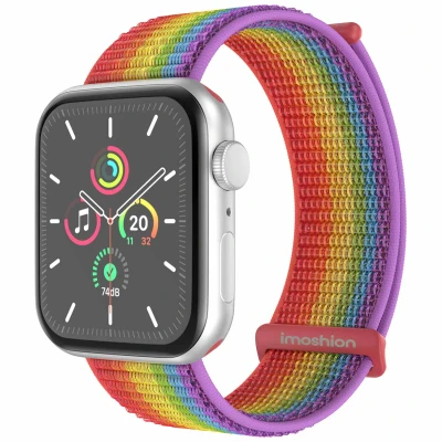Afbeelding van imoshion Nylon⁺ bandje Geschikt voor Apple Watch 4, 5, 6, 7, 8, 9, 10, SE, Ultra (2) 44/45/46/49 mm Rainbow One Size
