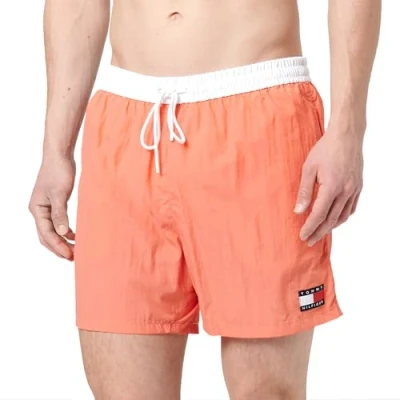 Afbeelding van Tommy Hilfiger Heritage Medium Drawstring Zwemshorts, Heren, Maat: Small, Pink poppy