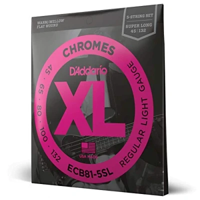 Afbeelding van D&#039;Addario ECB81 5SL Chromes Bass 5 String Regular Light 45 132