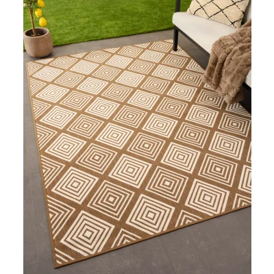 Afbeelding van Buitenkleed Ruit Flip Gem Lichtbruin 200x280 Cm