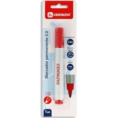 Afbeelding van Centauro Rode permanente marker, 3 mm, conische punt, sneldrogend, inkt op oliebasis, geschikt voor alle soorten oppervlakken, metaal, glas, tin, kunststof, fotofolie, hout, papier en