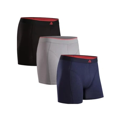 Afbeelding van DANISH ENDURANCE Set van 3 boxershorts bamboevezel, ultrazachte en ademende voor heren, Veelkleurig (1x Zwart, 1x Grijs, Marineblauw), M