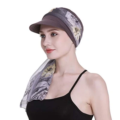 Afbeelding van Newsboy Cap Voor Vrouwen Chemo Hoofddeksels Met Sjaals Geschenken Haaruitval Beschikbaar Het hele jaar, Grijs, One Size
