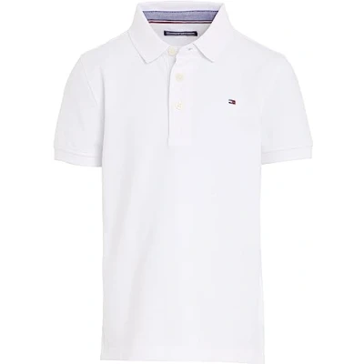 Image de Tommy Hilfiger Polo à manches courtes pour garçon en coton bio, Blanc (Bright White), 7 ans