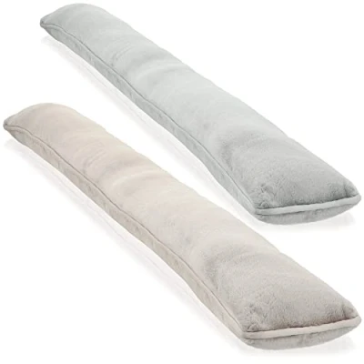 Afbeelding van COM FOUR® 2x tochtstoppers voor deuren en ramen microfiber windstoppers bespaar energie met (02 stuks taupe / grijs)