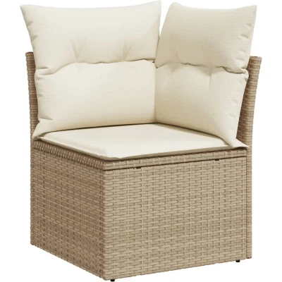Afbeelding van Tuinhoekbank met kussens poly rattan beige