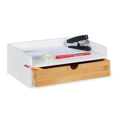 Afbeelding van Relaxdays bureau organizer met lade bamboe desk A4 kantoor