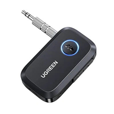 Afbeelding van UGREEN Bluetooth 5.3 ontvanger jack Adapter AUX met geïntegreerde microfoon handsfree bellen, bekabelde hoofdtelefoonluidspreker, kabel inbegrepen (zwart)