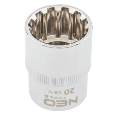 Afbeelding van NEO TOOLS 08 592 Steeksleutelelement 1/2 3124 20 mm Chroom vanadium staal Spline