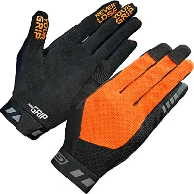 Afbeelding van GripGrab Vertical InsideGrip Lange Vinger Zomer Race MTB Gravel Fietshandschoenen zonder Padding Oranje Hi Vis Unisex Maat L