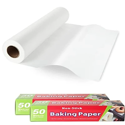 Afbeelding van AKOLAFE 2 rollen 30 cm x 50 m anti aanbakpapier met siliconen coating dubbelzijdig voor ronde vierkante vormen ovale rechthoekige