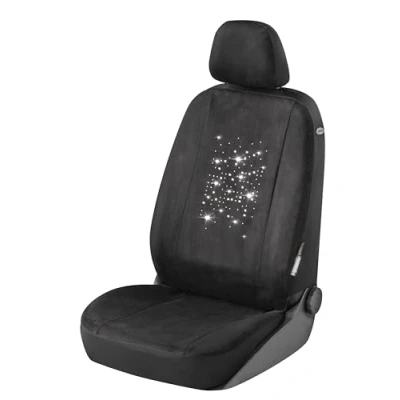 Afbeelding van Autostoelhoes Angelina versierd met Swarovski kristallen, stoelhoes voor voorstoel, stoelbeschermer