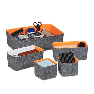 Afbeelding van Relaxdays 5 delige lade organizer vilt opbergmandje vilten kast bureau