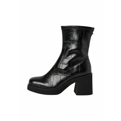Afbeelding van Tamaris Enkellaarsjes met hoge hak, Dames, Maat: 36, Black croco Schoenen