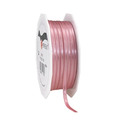Afbeelding van C.E. Pattberg Satijnen lint oudroze 50 meter voor het verpakken van geschenken, 3 mm breed, cadeaulint om te versieren en knutselen, decoratief alle gelegenheden