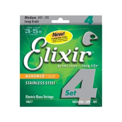 Image de Elixir 14677 jeu cordes guitare basse Medium 45 105