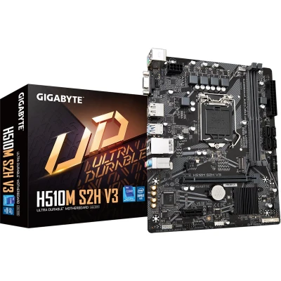 Afbeelding van GIGABYTE H510M S2H V3, Intel, LGA 1200 (Socket H5), Intel® Celeron®, Core™ i3, i5, i7, i9, Pentium®, 64 GB, DDR4 SDRAM