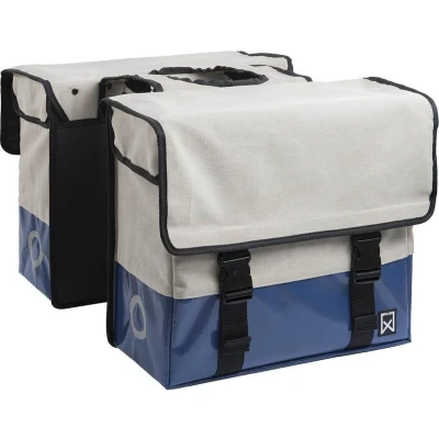 Afbeelding van Dubbele Canvas Plus Tas 30 L Naturel/Blauw