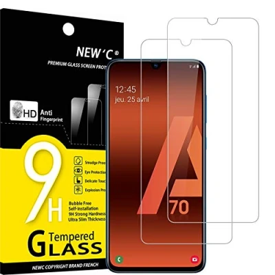 Afbeelding van NEW&#039;C 2 stuks gehard glas voor Samsung Galaxy A70, displaybeschermfolie krasbestendig zonder luchtbellen extreem robuust (0,33 mm HD ultra transparant) hardheid 9H