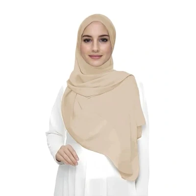 Afbeelding van Lina &amp; Lily Chiffon hijab sjaal voor dames van lichtgewicht stof, Beige