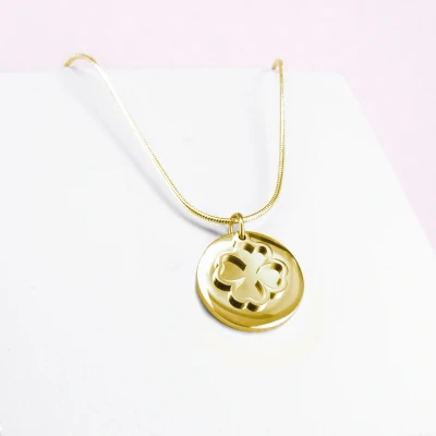 Image de Ponytail&amp;Co Pendentif Pièce de monnaie &amp; Trèfle Or