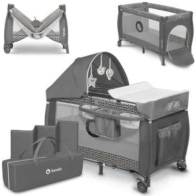 Image de LIONELO SVEN 2 en 1 Lit de Voyage et Parc Bébé d&#039;Appoint Portable Hauteur Réglable Table à Langer Baldaquin avec Moustiquaire Entrée Latérale Compact Pliable, Accessoires, Maison