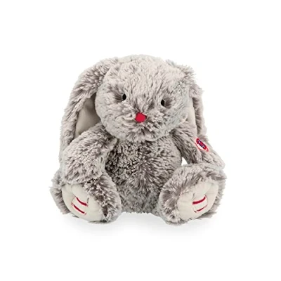 Image de KALOO Rouge Peluche Lapin Léo Gris Prestige 24 cm Petite Douce en Fourrure Soyeuse Doudou Grandes Oreilles Dès la Naissance, K223002
