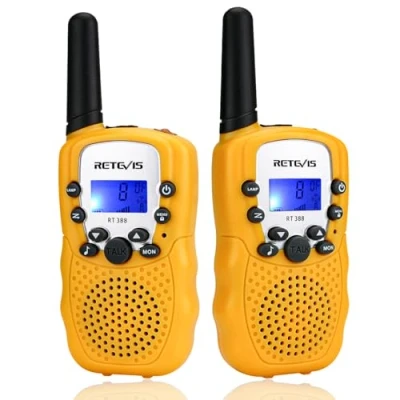 Afbeelding van Retevis RT388 Walkietalkie voor kinderen, speelgoed walkietalkie, PMR446, 8 kanalen, zaklamp, VOX, 10 tonen, walkietalkies buitenavonturen, kamperen, wandeltochten (geel, 1 paar)