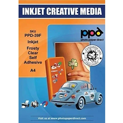 Afbeelding van PPD A4 x 50 premium stickers, halftransparant/transparant, gepersonaliseerd, inkjetdruk, etiketten voor flessen en potten 39F