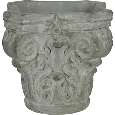 Afbeelding van Clayre &amp; Eef Bloempot 17x17x16 cm Grijs Groen Steen Vierkant
