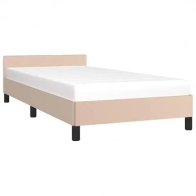 Afbeelding van vidaXL Bedframe met hoofdeinde, 100 x 200 cm, kunstleer, cappuccino