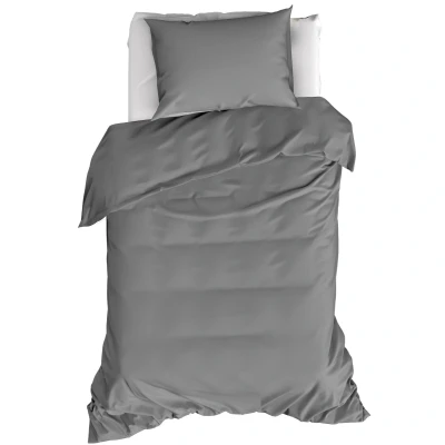 Afbeelding van Moodit Dekbedovertrek Basil Grey Eenpersoons 140 x 220 cm Katoen