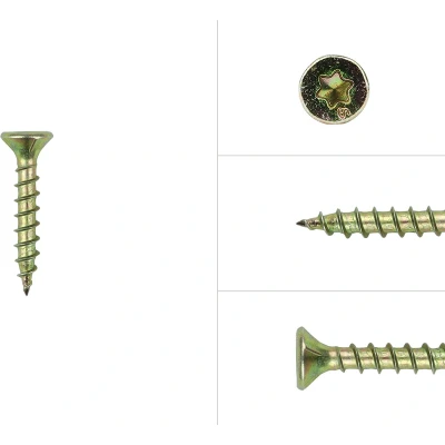 Afbeelding van Wovar Spaanplaatschroeven Geel Verzinkt 4 x 25 mm Torx 20 met snijpunt Doos 200 Stuks