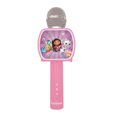 Image de Lexibook, Gabby et la Maison Magique, Microphone Bluetooth® avec fonction Changement de voix, Enceinte intégrée, Support téléphone inclus, Rose, MIC240GDH