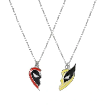 Afbeelding van Disney Deadpool &amp; Wolverine halsketting met hart hanger voor kinderen, één maat, Kostuum / imitatie rhodium, Geen edelsteen, edelsteen