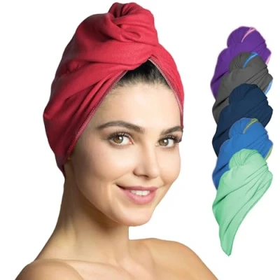 Afbeelding van Haartulband van microvezel, speciale tulbandhanddoek voor zacht en snel drogen, haarhanddoek gemengde volwassenen, 2 stuks, koraal