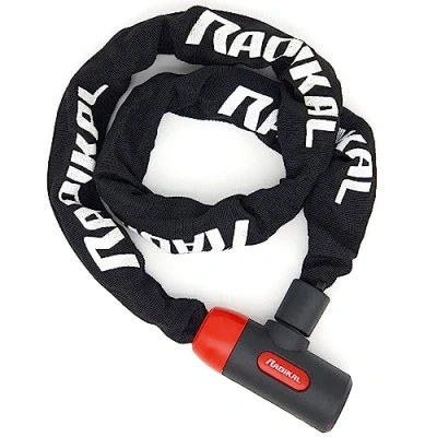 Afbeelding van RADIKAL RKX120 Fietsslot, ketting 120 cm diameter 8 mm van gehard staal en slot met zeer veilige sleutel, compact, krasbestendig, veelzijdig voor fiets, motorfiets, scooter