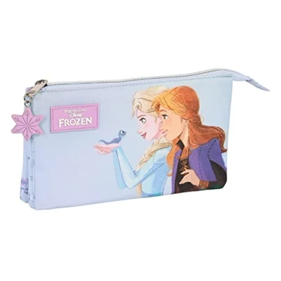Afbeelding van Pennenetui met 3 vakken Frozen Believe Lila 22 x 12 cm