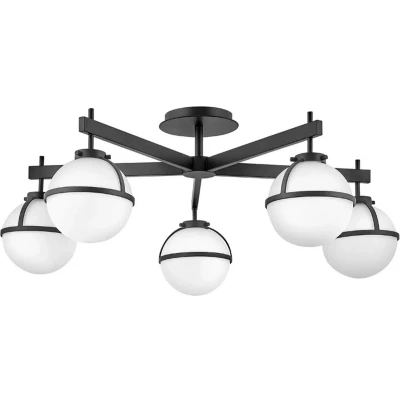 Afbeelding van Hinkley LED Plafond Badkamerlamp Hollis 5X E14 Max 40W IP44 Dimbaar Black