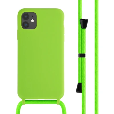 Afbeelding van imoshion Siliconen hoesje met koord voor de iPhone 11 Fluor Groen
